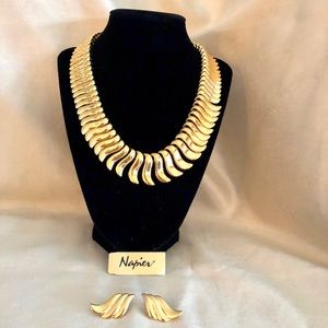 Napier gold necklace and earrings